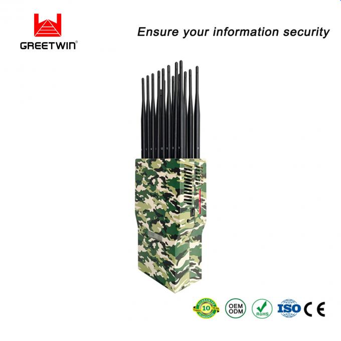 အဝေးထိန်း Lojack 2G 3G 4G 5G LTE Signal Blocker 16 Antennas Handheld Signal Jammer With Car Charger 16000mAh ဘက်ထရီ 2